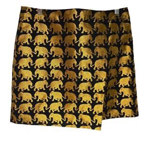 J. Crew Womens Gold Elephant Wrap Mini Skirt Size 8 Y2K Avant Garde Preppy Glam